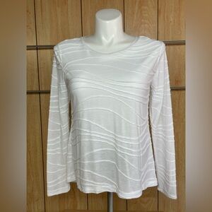 Simply Vera Vera Wang White Textured Long Sleeve Blouse SZ - L